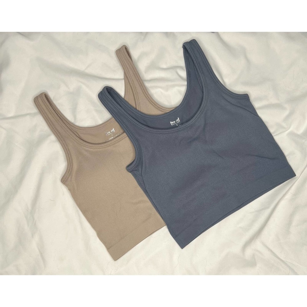 Pro-Fit Sports Bras, Small, Blue & Tan/Beige